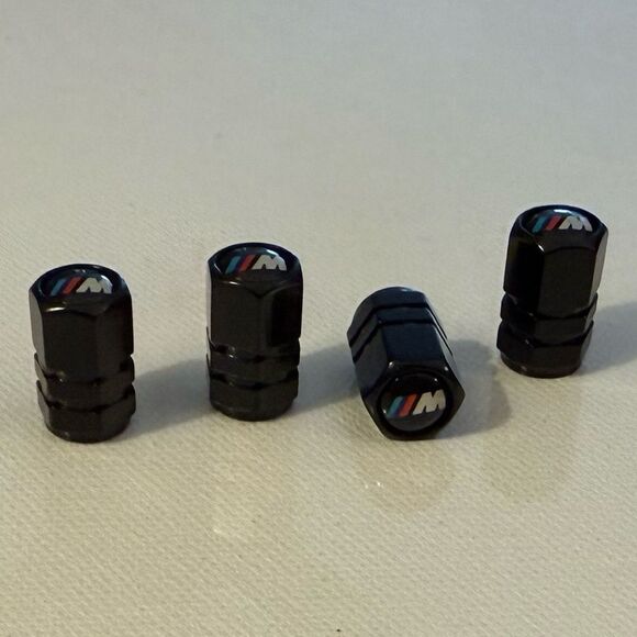 BMW Motorsports Valve Stem Caps in Black Set of 4 NWT - Picture 3 of 4